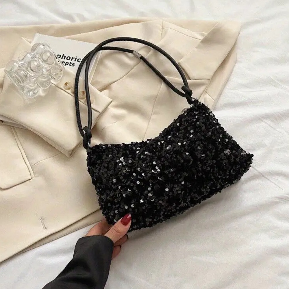 Elegant Black Sequin Women's Bag